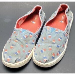 Toms Unisex print graphic popsicle Slip On Sneaker Flats Canvas Size 3Y Shoes